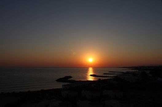 Beautiful sunset on Crete island