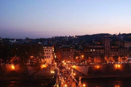 view of rome at night
