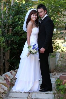 Beautiful happy smiling couple on their wedding day