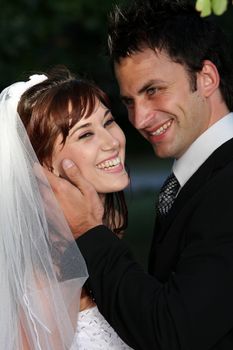 Attractive looking young couple on their wedding day