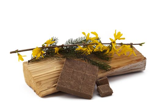 
ecological materials for heating on white background