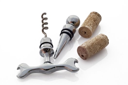 A corkscrew spiral in steel on white background