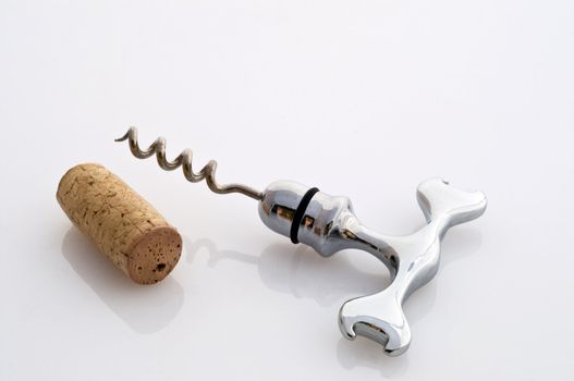 A corkscrew spiral in steel on white background
