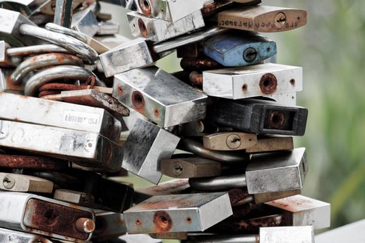 Rome is a very romantic city. Padlocks of eternal love 