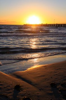 Sunset over Larg's Bay beach and Jetty, Adelaide, Australia