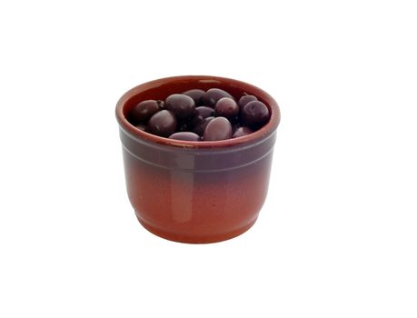 a container with olives on a white background