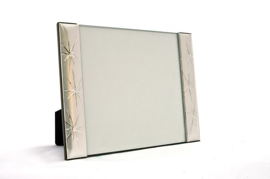 empty frame in silver on white background