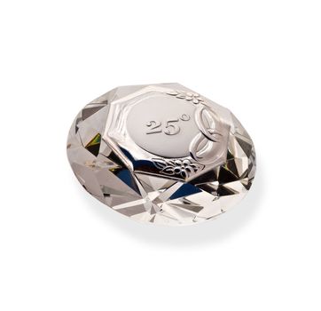 diamond shaped crystal for 25 anniversary on white background