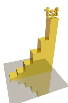 3D chart showing first place. This image is a 3D render.