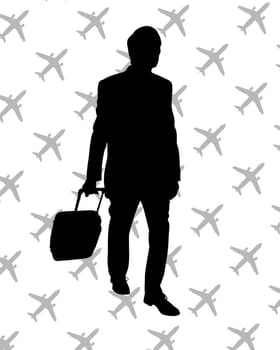 Illustration of a man walking with luggage