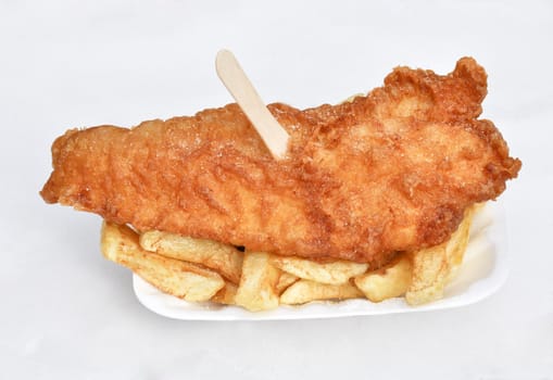 Mouth wateringly delicious fish and chips meal