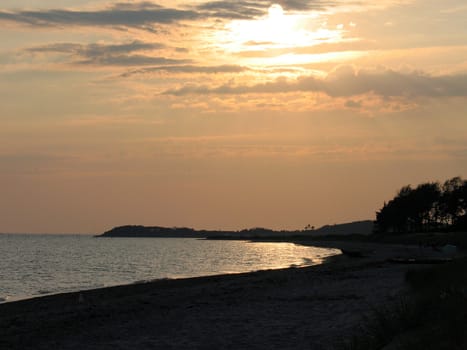 Magnificent and dramatic sunset over sea landscape