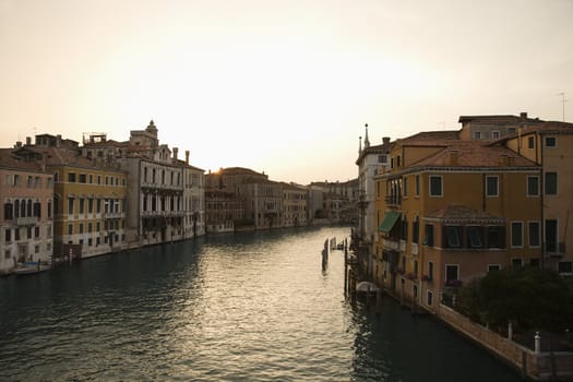 Buildings on canal in Venice, Italy.