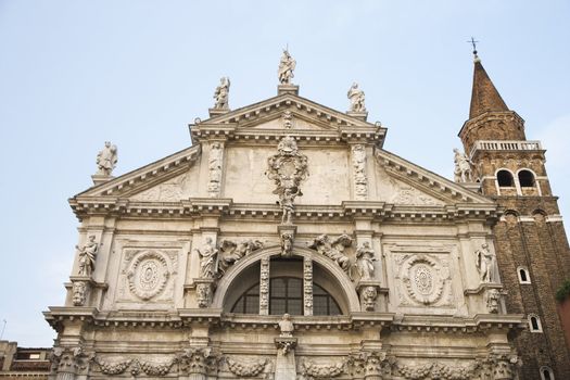 Facade of San Moise Church in Venice, Italy.