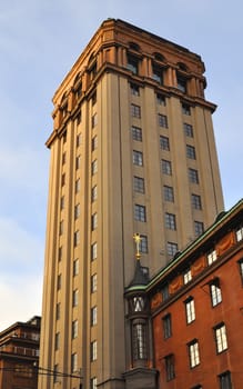 Óne of the two towers Kungstornen in Stockholm.