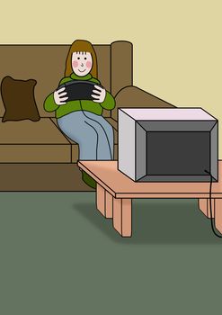 Illustration of a person playing a video game