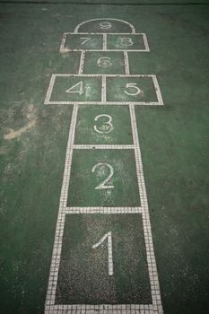 It is a hopscotch in yard for childern.