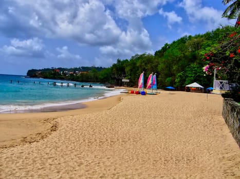 A tropical sandy beach at a resort