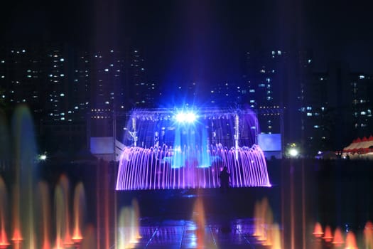 Fountain at night at Anyang Festival in Korea