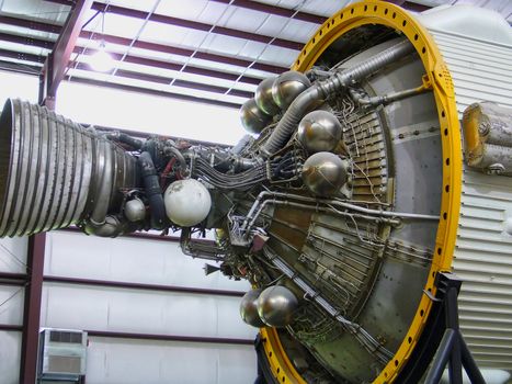 A close up shot of the Saturn 5 space shuttle rocket engine