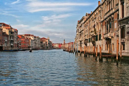 A shot down the center of Venice Grand Canal