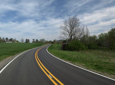 A rural country road in North Carolina