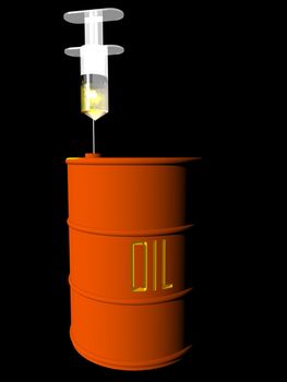 Conceptual image representing an addiction to oil.