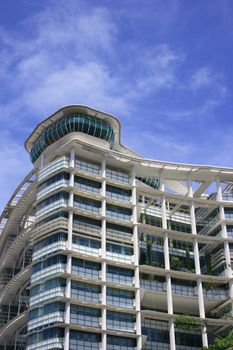 Outlook of Singapore National Library. This is a big and hi-tech look building.