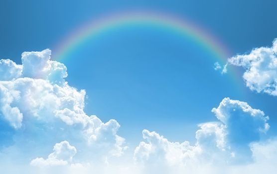 A photography of a sky with a rainbow background