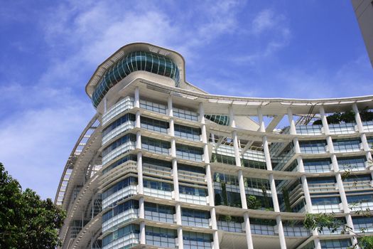 Outlook of Singapore National Library. This is a big and hi-tech look building.