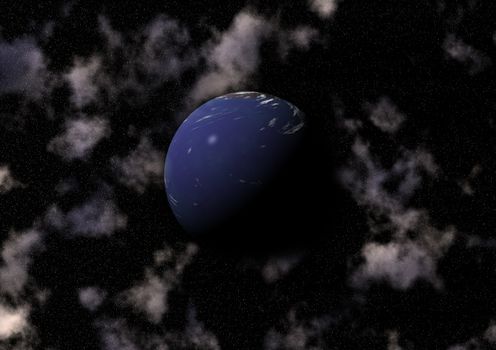 An alien world floating around in space.