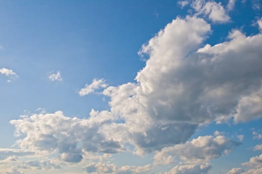 Blue sky with white clouds, wide angle