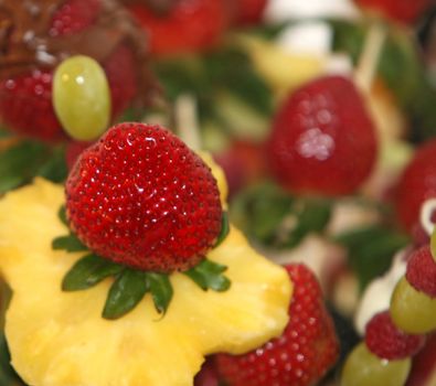 Close-up shot of a fruit bouquet