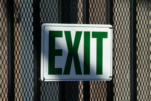 Close up of an exit sign.