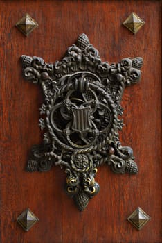 Metal decoration on ancient castle collars in Hluboka, Czech Republic