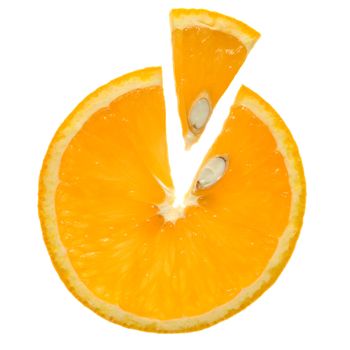 Orange a circle with the cut out slice on a white background