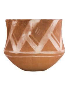 ancient ceramic bowl, hand-made on white background