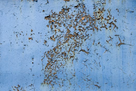 Texture of the old blue cracked paint