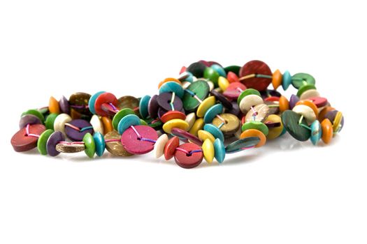 wooden beads of various colors, shapes and sizes