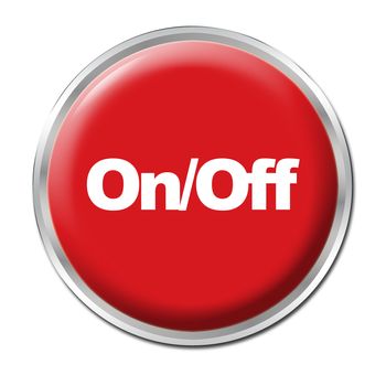 Red round button with the symbol On/Off