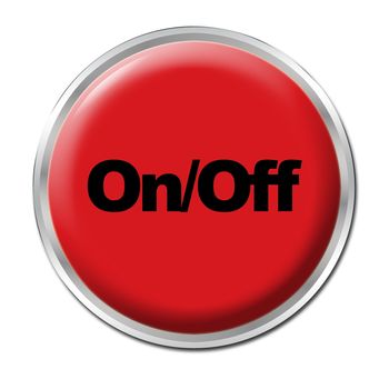 Red round button with the symbol On/Off