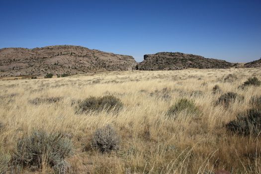 Panoramic view of Devil's Gate on the Oregon Trail.