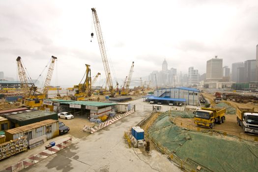 It is a wide shot of construction site