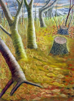 Autumn trees painting