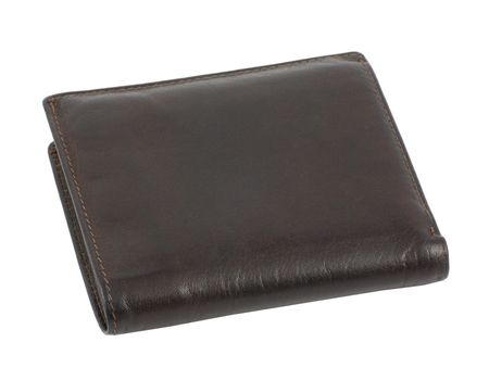 Brown leather wallet isolated in white