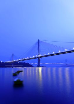 Bridge at night, in Hong Kong