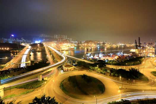 Cargo Terminal and highways of Hong Kong