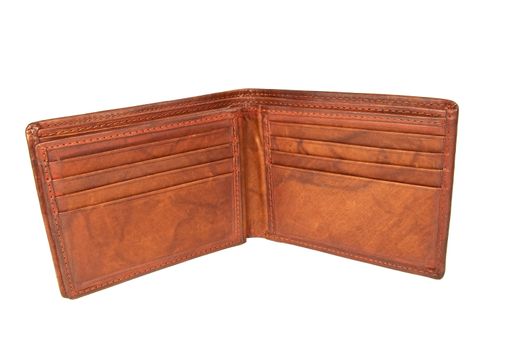 High resolution photo of an empty leather wallet.