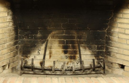 Interior of an empty fireplace