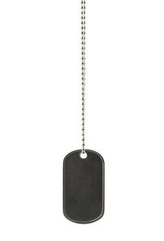 Identity tag with chain isolated in white